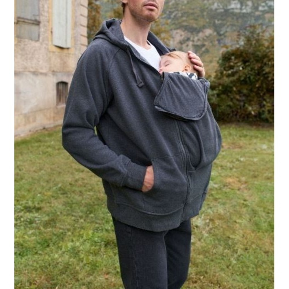 NEW Seraphine Ryan Mens XL Babywearing Hoodie with Baby Pouch Insert Grey NWT
